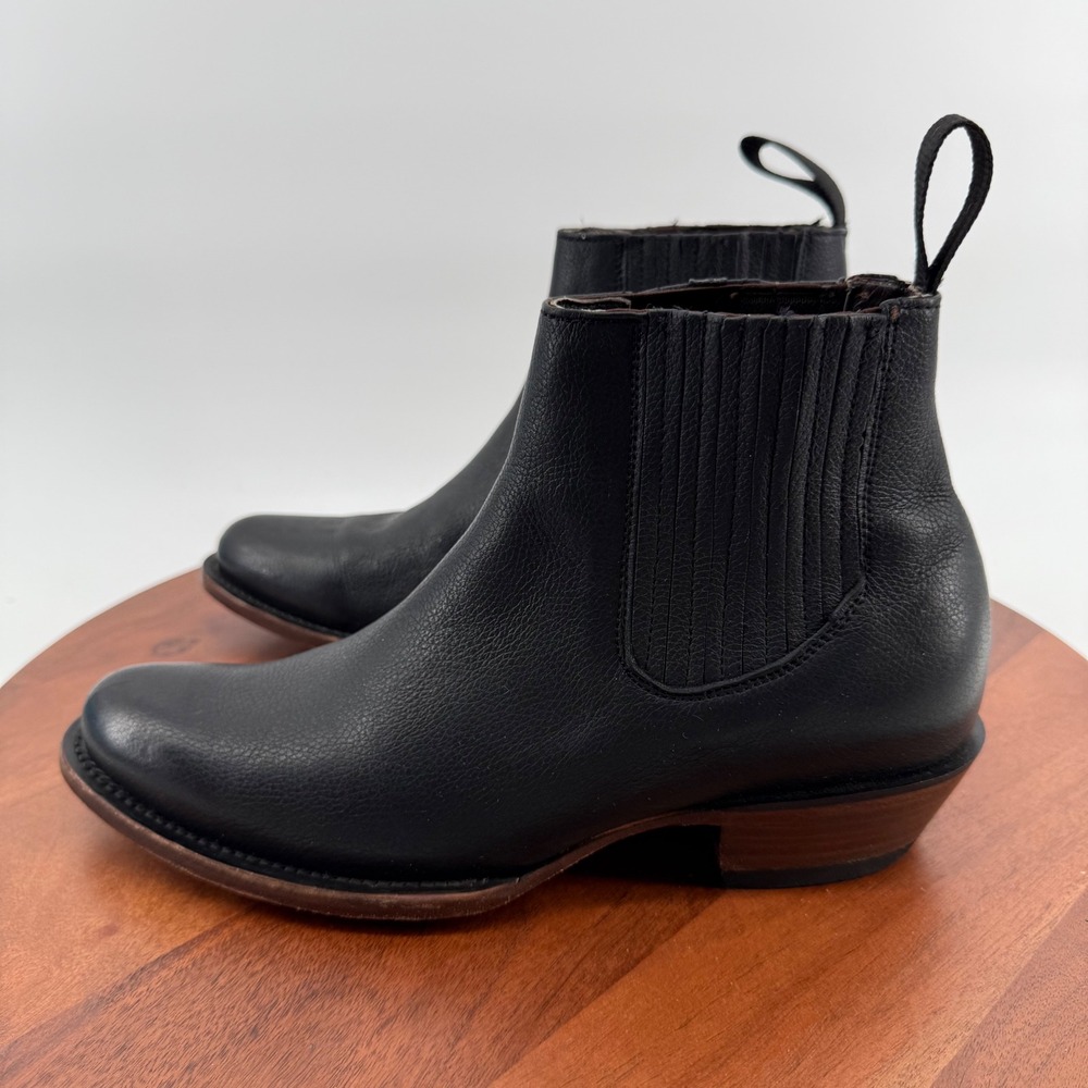 JB Dillon Womens Black Leather Chelsea Western Ankle Boots Pointed Toe‎ Size 9 - Picture 2 of 13